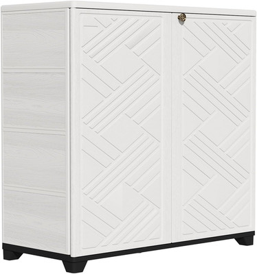 Waterproof Outdoor Storage Cabinet - 34''x15''x34'' for Garden & Balcony, White