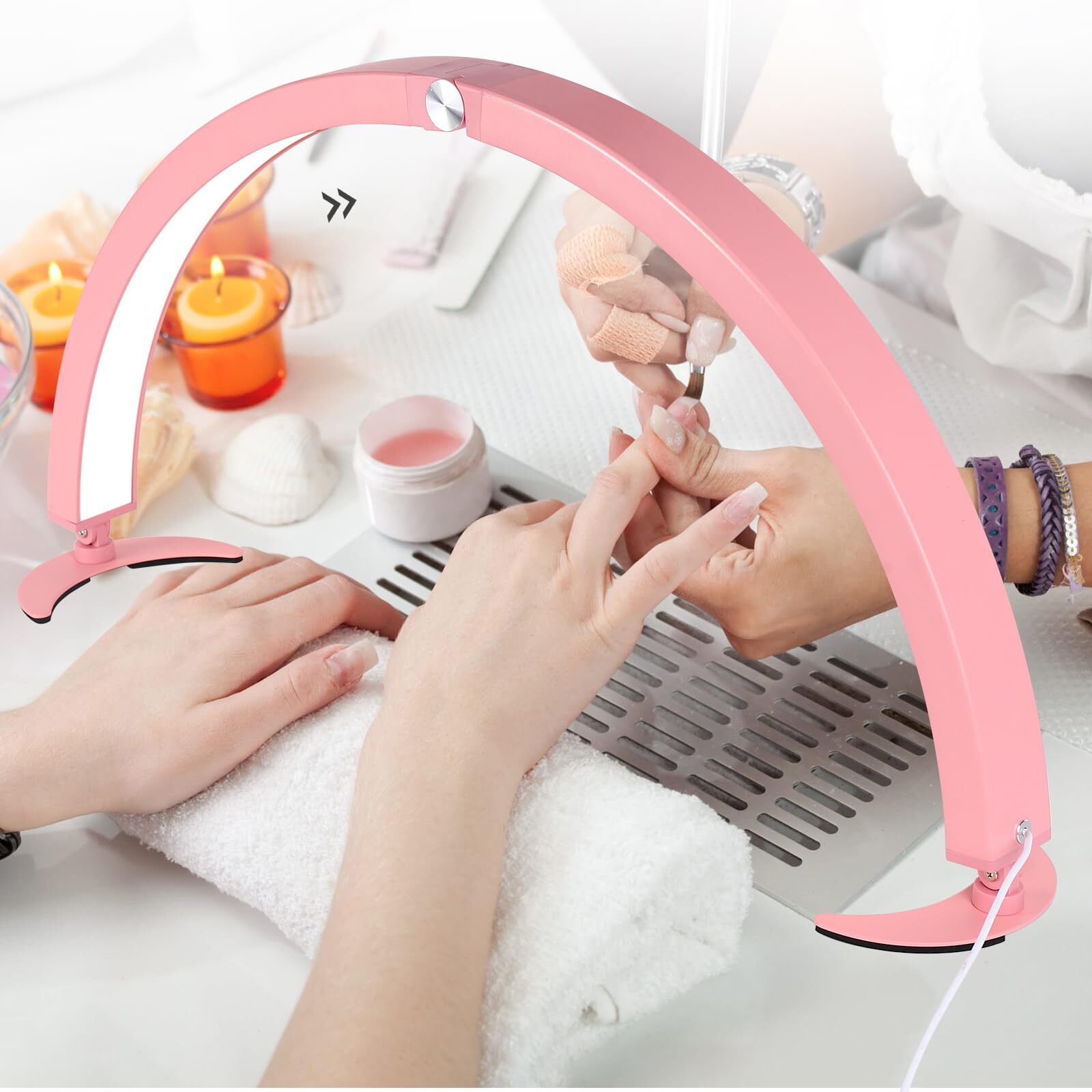 29in Half Moon Light for Nail Desk,40W Half Moon Nail Lamp for Desk,Led Nail ...