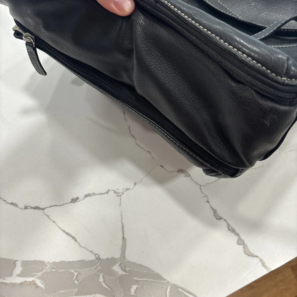 Maletín de cuero negro para computadora portátil Buxton bolso de mano expandible acolchado 16 x 11 x 5 Foto 4 de 4