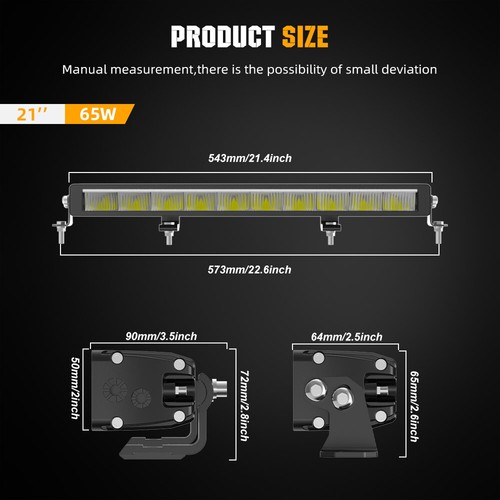56cm Barre Lumineuse LED 12-24V Feu Longue Portée 10900lm + DRL Orange Blanc - Imagen 3 de 11