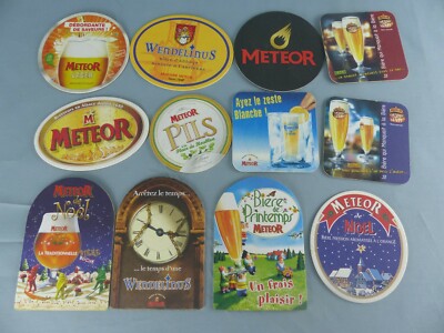 Lot of 12 Different METEOR Beer Beer Mats Bierviltje Bierdeckel E14