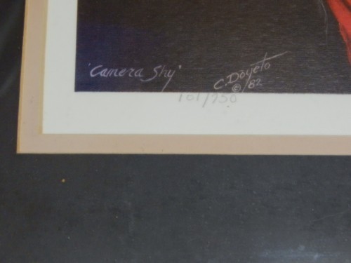 Stampa incorniciata C Cliff Doyeto "Camera Shy" LE 101/750 1982 Oklahoma bambino indiano - Foto 3 di 6