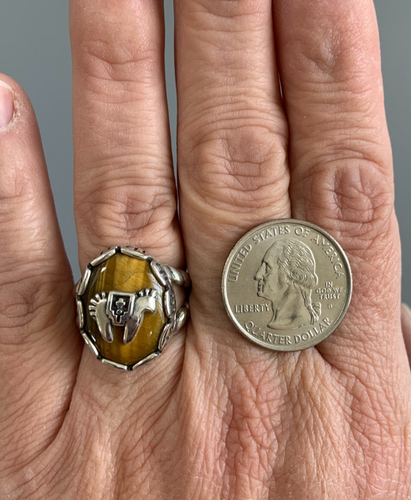 CAROLYN POLLACK American West Sterling Tiger's Tigers Eye SPIRIT HORSE Ring 9 - Picture 7 of 11