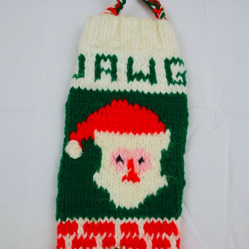 Medias de árbol de Santa tejidas de colección década de 1960 Dawg perro Navidad lentejuelas hechas a mano años 60 - Imagen 2 de 7