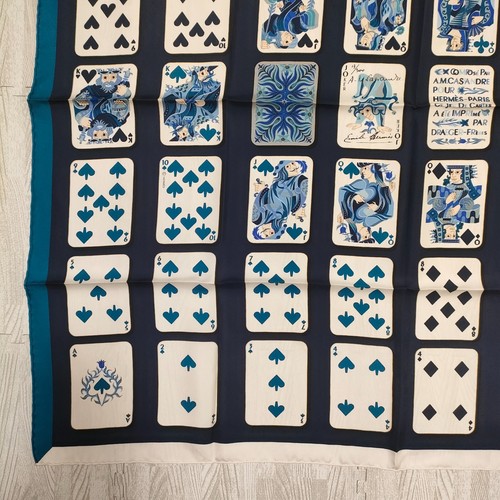 Unused w/box HERMES Carre 90 Jeu De Cartes playing cards Silk Scarf 90cm Rare - Picture 7 of 21