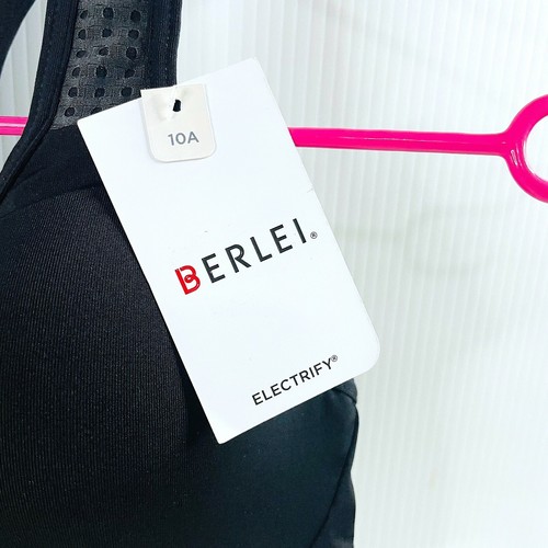 Berlei Electrify Size 10A Underwire Crop Racerback Sports Bra Black Grey YYPU - Picture 3 of 9