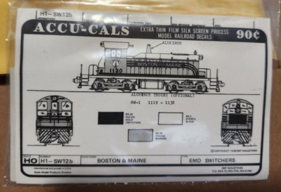 Accu-Cals, HO, H1-SW 12b Boston & Maine decals for EMD Switchers NOS