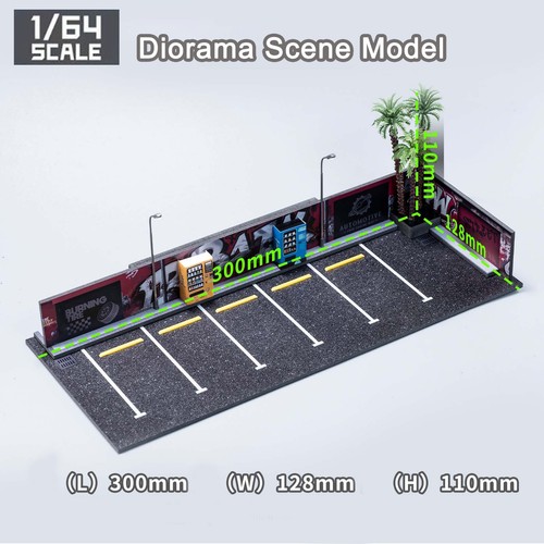 1/64 Diorama Open Air Car Parking Lot Model LED Lighting Car Garage Scene Model - Picture 8 of 16