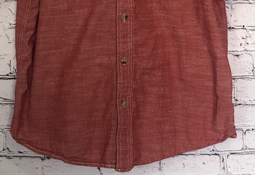 WOOLRICH Men's Shirt Large Short Sleeve Red Chambray Casual Outdoors Pockets EUC - Picture 3 of 7