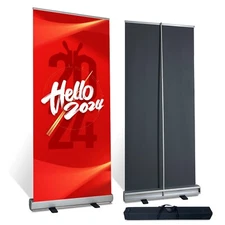 Heavy-Duty Retractabel Banner Stand For Trade Shows, Parties, And Events 33½x80"