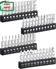 44 Piece Screwdriver Bit Set, Torx Slotted Phillips HEX Bit Set, 1/4 Inch Hex Sh