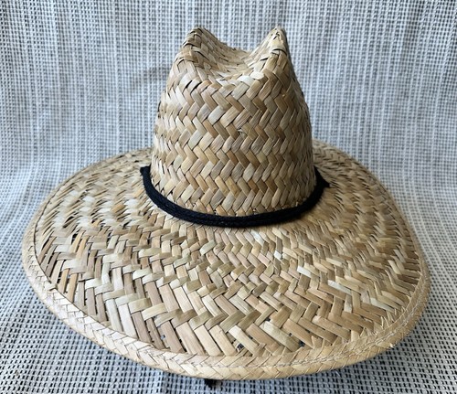 NWOT Ole America Wide-brim Straw Sun Hat With Drawstring Chin Tie One Size - Picture 8 of 14