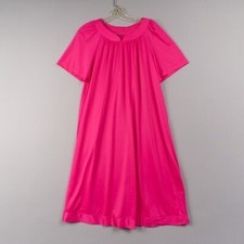 Vintage Shadowline Nightgown Women M Pink Nylon Short Sleeve