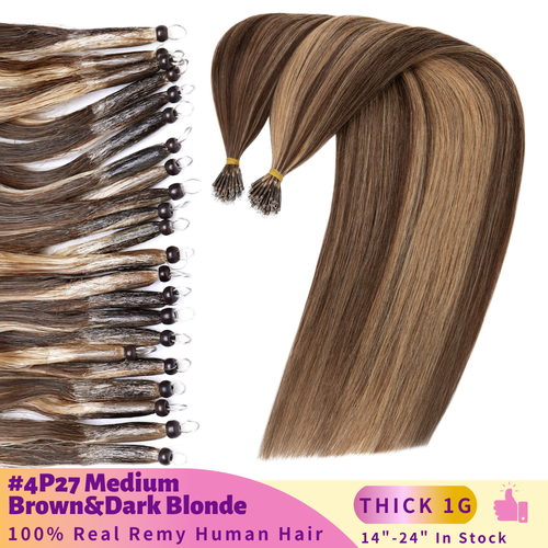 150PCS THICK 100% Remy Human Hair Extensions Nano Ring Tip Micro Loop Bead ombre - Picture 37 of 63