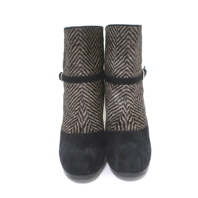 Stivaletti Yves Saint Laurent Tribtoo neri camoscio e peli pony stampati taglia 38 5