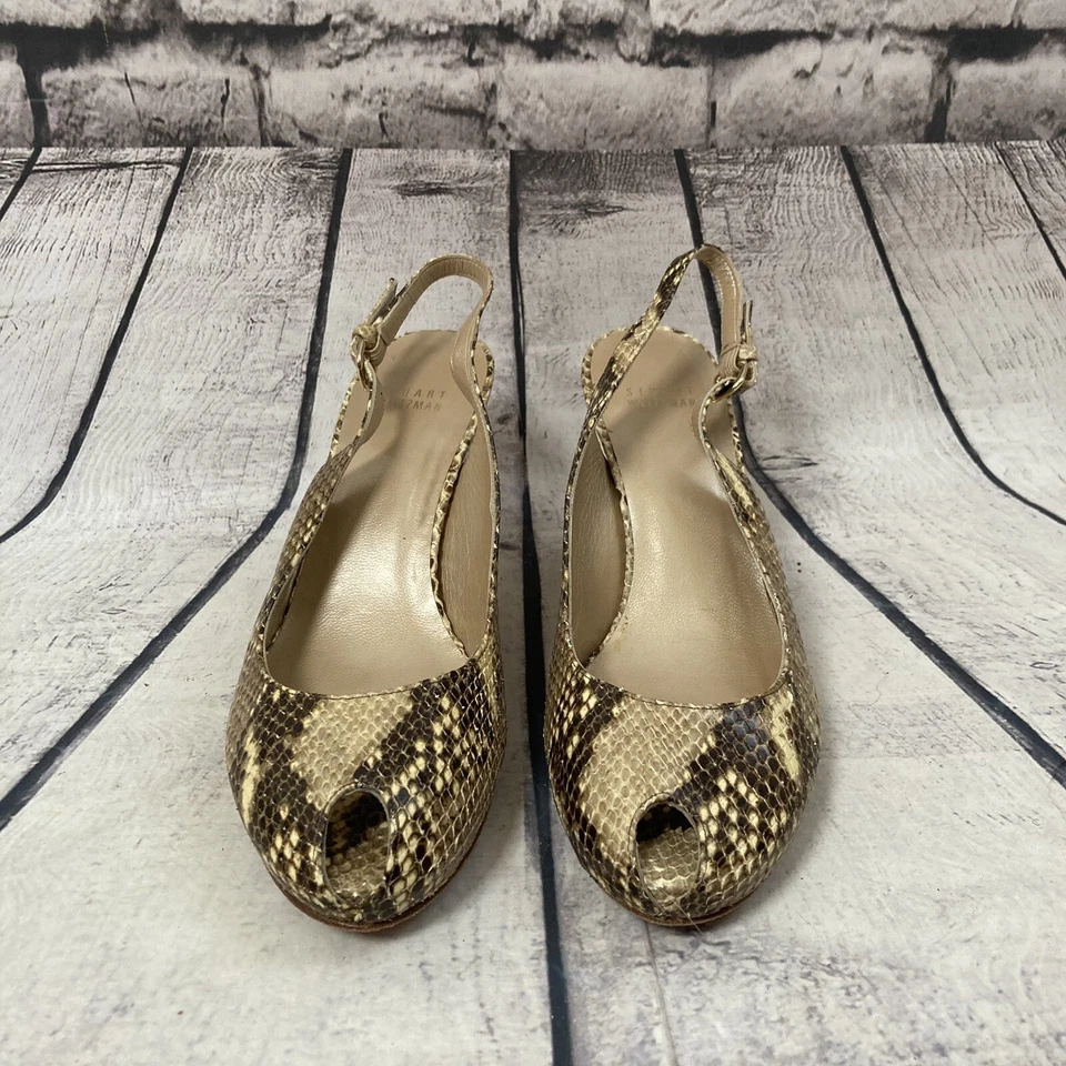 Stuart Weitzman каблуки женщин размер 8,5 змея кожи заглянуть носок слинга назад - Изображение 2 из 4