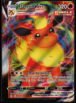 Pokemon Card - Error Miscut Flareon VMAX Evolving Skies 018