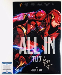 EZRA MILLER SIGNED 12x18 PHOTO JUSTICE LEAGUE THE FLASH AUTHENTIC BAS