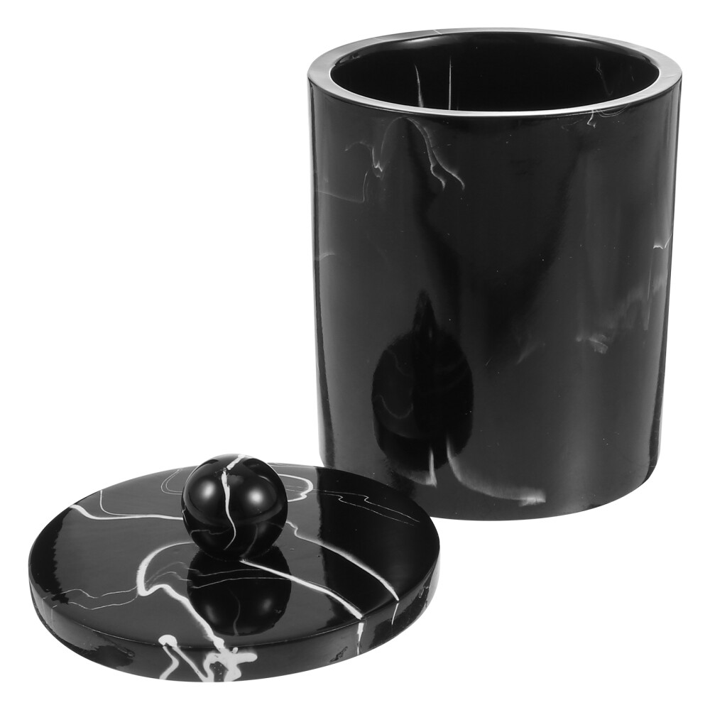 Marble Cotton Swab Box Resin Table Top Decor Makeup Containers Round Organizer eBay