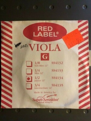 Super Sensitive SS4134 Red Label Viola G single string 1/2'' size 13''