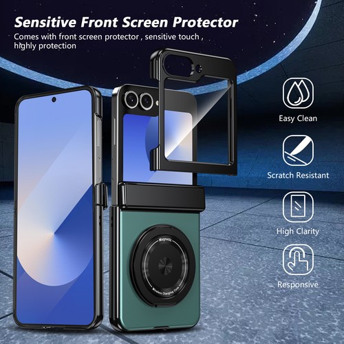 Custodia PC rigida vetro temperato cerniera supporto per Samsung Galaxy Z Flip 7 6 5 4 3 - Foto 8 di 18