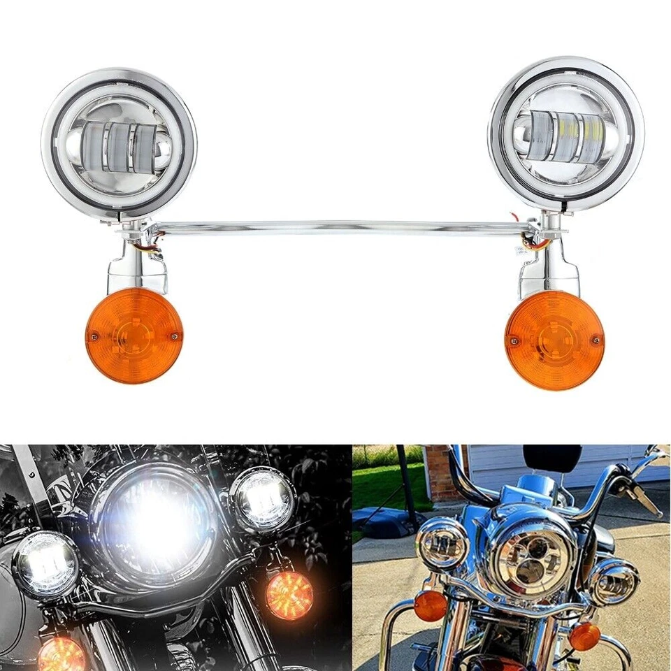Kit de barra de luz de señal de giro luces de paso LED para motocicleta para Harley Honda Suzuki Foto 4 de 4