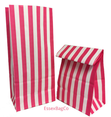 Pink Stripe Sweet | Popcorn | Pick n Mix | Geschenk | Papiertüten 4x7x9'' 60 g/m²