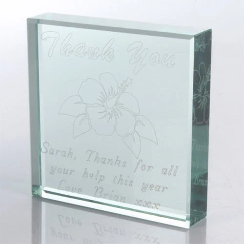 8cm Personalised Engraved Glass Block Thank You Teacher School