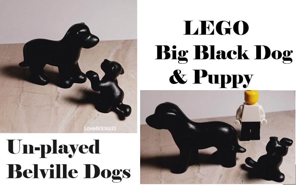 L.Dorville ラブリエール　ミニチュアコレクションセット LEGO Black Lab Set Adult and Puppy Paw Up Belville big Dog RARE