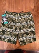 Men's Kirkland Signature Lined Stretch Draw String Swim Trunks Green XL