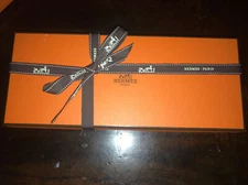 Authentic Hermes EMPTY BOX & Ribbon (10 in x 4 in x 1 in) Bag Charm