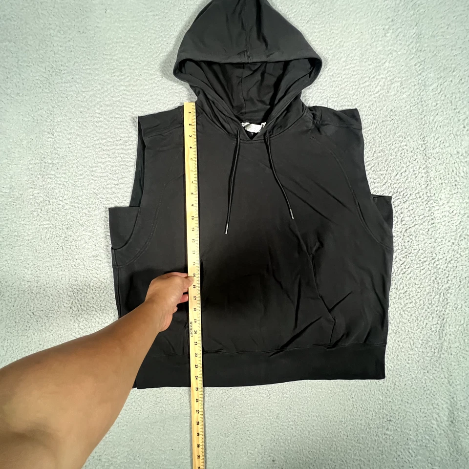 Lululemon Hoodie Womens 12 Black French Terry Sleeveless Pullover Athletic Logo - Image 4 of 4