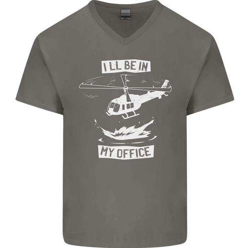 T-Shirt Helicopter Pilot Ill Be in My Office Herren V-Ausschnitt Baumwolle - Bild 2 von 11