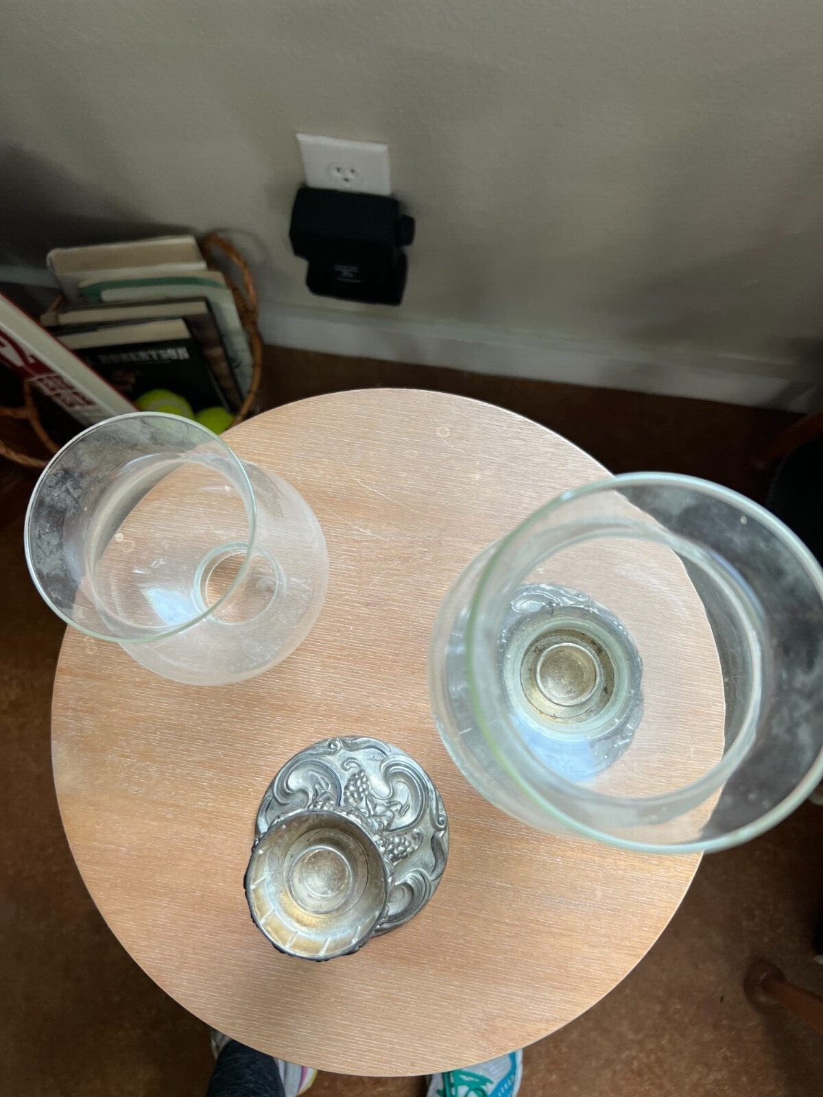 Vintage Godinger Silver Candle Holders, 2 piece set w/ glass coverings