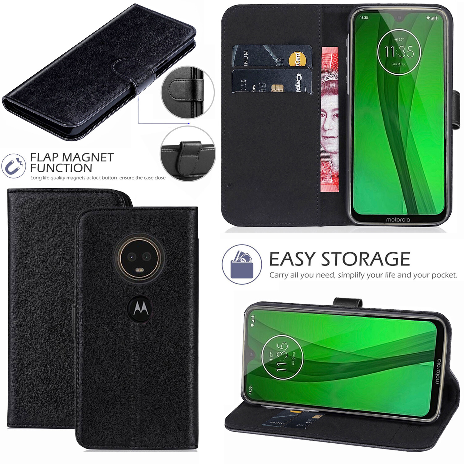 JIUNINE Cover Per Motorola Moto G84 5G, Custodia Portafoglio Libro In - Foto 7