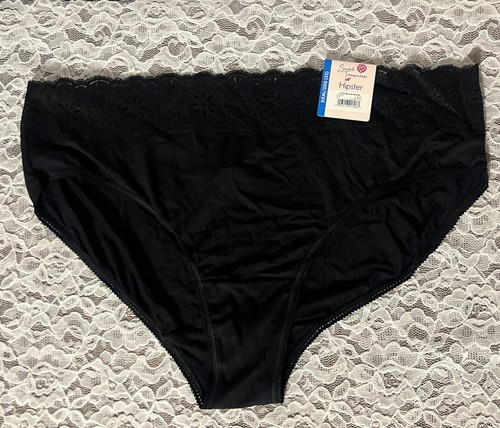 Secret Treasures Black Hipster Panties Rayon And Lace Size 3XL - Picture 2 of 15