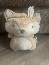 Levtex Baby FOX Plush Stuffed Animal Toy 12" Tall Cream White Feather Headband