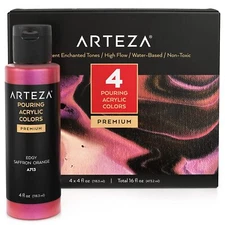 Arteza Pouring Acrylic Paint | Iridescent Enchanted Tones | Set of 4 4oz Bottles