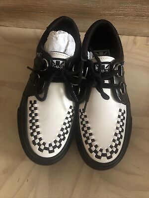 TUK Creeper Sneaker Black/White Leather & blk interlace TUK Creeper Sneaker Black/White Leather & blk interlace