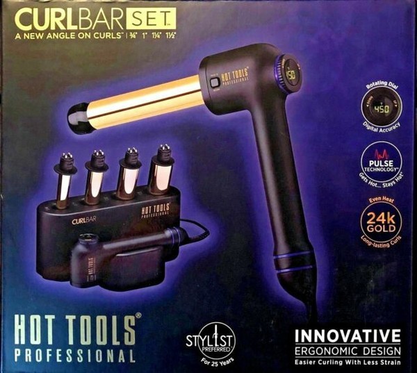 Hot Tools Professional Curl Bar 4 Barrel Hair Curling Iron Set 24k Gold
