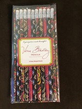 VERA BRADLEY PACKAGE OF 10 PENCILS NIGHT OWL FRANKLY SCARLET CAFFE LATTE PUCCINI