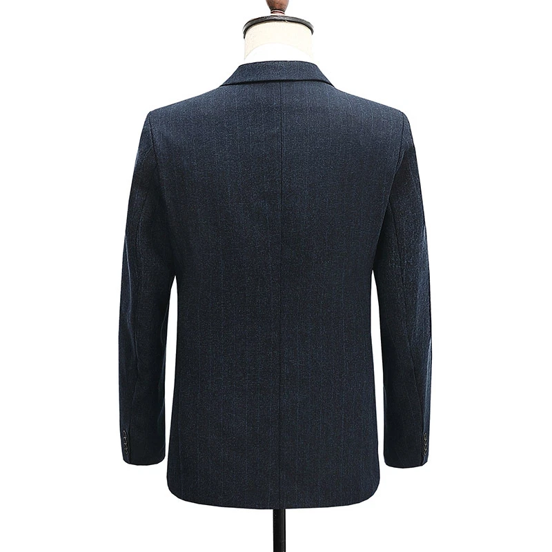 Men's Slim Suit Set Black Casual Double Breasted Jacket Business Wedding Blazers - Image 3 of 4