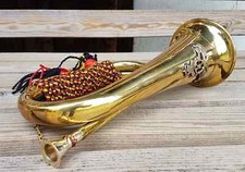 Military Solid Brass BUGLE Royal Artilery Badge Music Band Army Soldier W Case