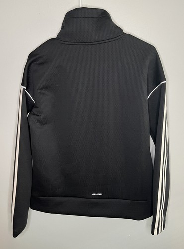 NWT Adidas Striped Women’s Mock Neck Black Pullover Sweater Shirt Size XS A7 - Picture 3 of 5