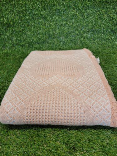 Turtle Creek Afghan Throw Heart To Heart Peach & Ivory 48"×60" 100% Cotton USA - Picture 7 of 15