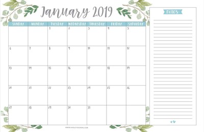 Greenery 2019 2020 Large Monthly Desk Or Wall Calendar Planner