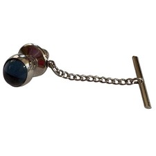 1990s Blue Stone Tie Tack Lapel Pin Vintage Style Suit Accessory Minimalist