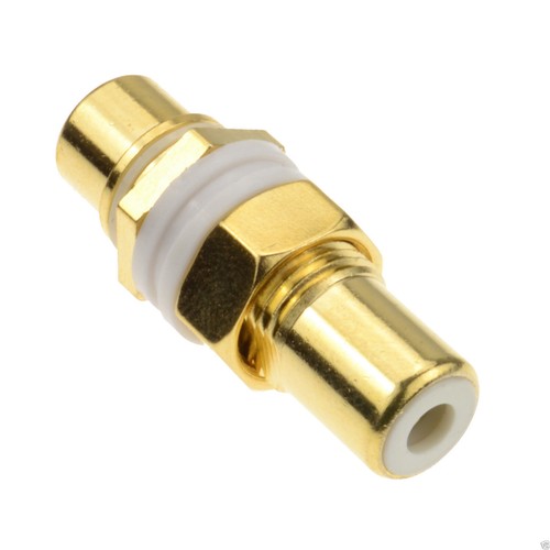 Phono Rca Panneau Support Douille à Travers Adaptateur Blanc Audio Or - Photo 3/3