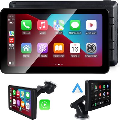 Aonerex Tragbare Autoradio, Wireless CarPlay & Android Auto Display, 7 Zoll
