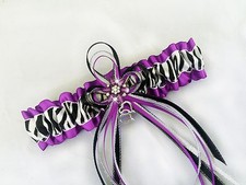 PLUS SIZE PURPLE BLACK WHITE Glitter ZEBRA GARTER Prom Wedding Bridal Dancer